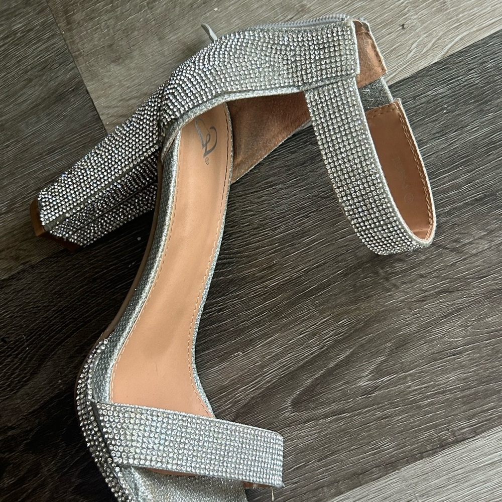 Elegant Silver Rhinestone Heels